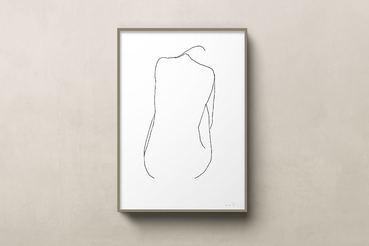 FredericForest_Grammatical_MinimalDrawingArt_50x70cm_WomanSittingFromBack_Scene1