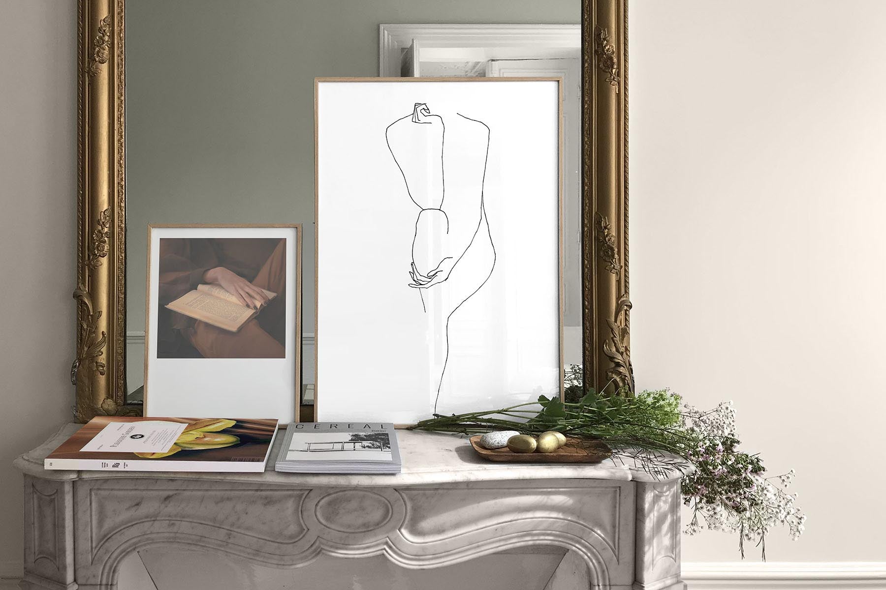 FredericForest_Grammatical_MinimalDrawingArt_50x70cm_WomanThinking02_Scene03