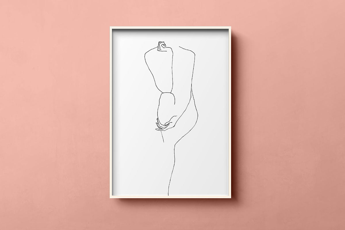 FredericForest_Grammatical_MinimalDrawingArt_50x70cm_WomanThinking02_Scene04