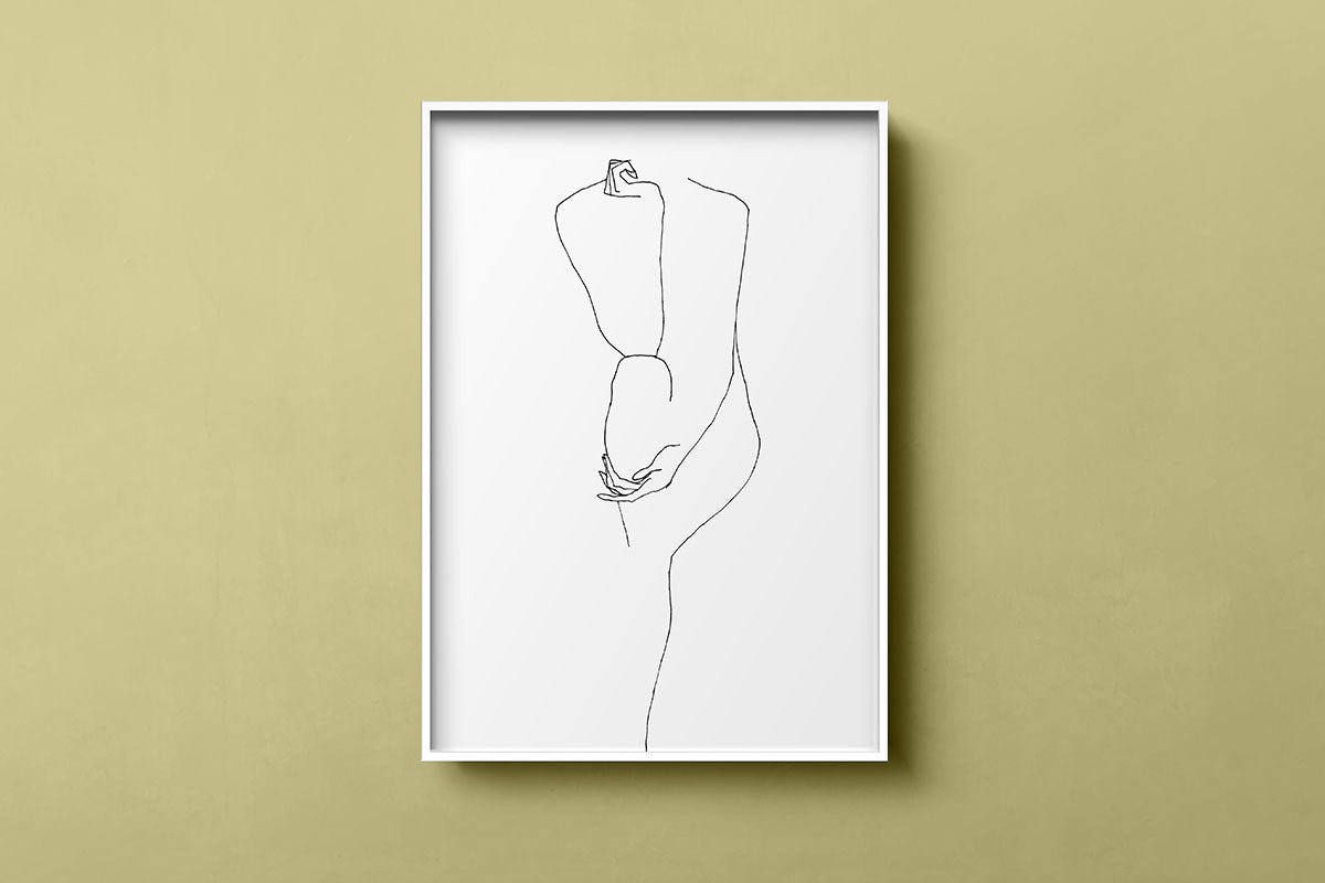 FredericForest_Grammatical_MinimalDrawingArt_50x70cm_WomanThinking02_Scene05