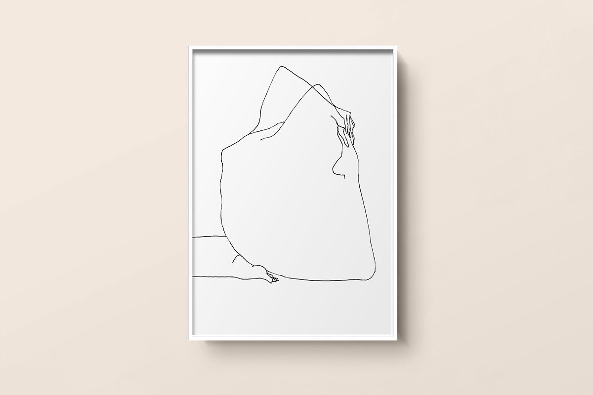 FredericForest_Grammatical_MinimalDrawingArt_70x50cm_WomanStretching01_Scene01