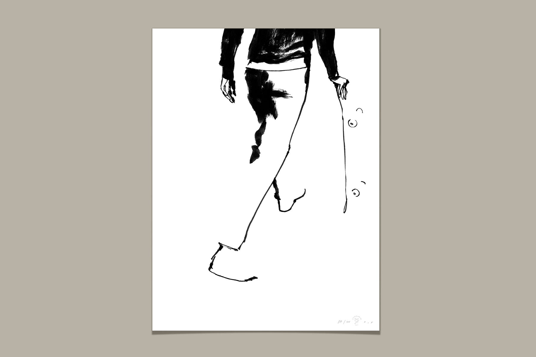 FredericForest_Grammatical_Neutral_MinimalDrawingArt_30x40cm_Skateboarding01