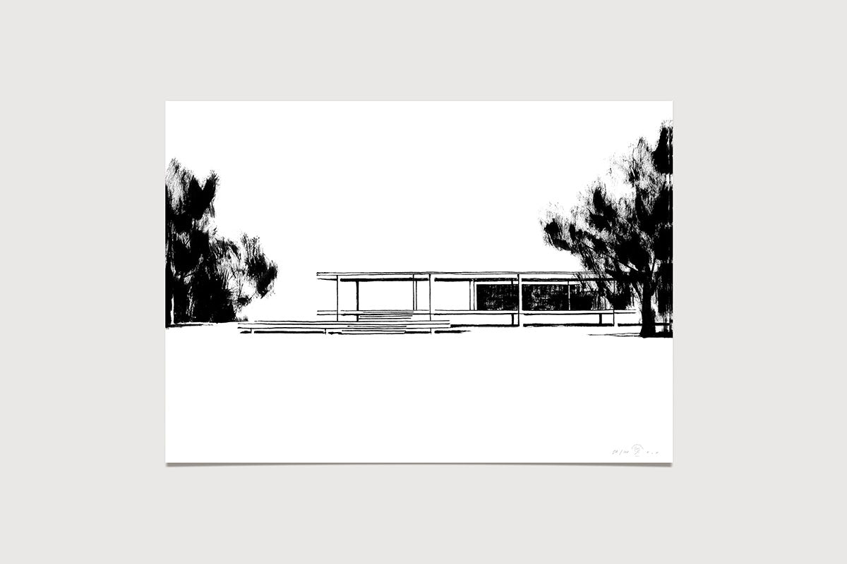 FredericForest_Grammatical_Neutral_MinimalDrawingArt_50x70cm_FarnsworthHouse2