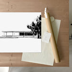 FredericForest_Grammatical_Neutral_MinimalDrawingArt_50x70cm_FarnsworthHouse2_MiesVanDerRohe_Package