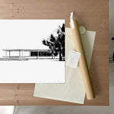 FredericForest_Grammatical_Neutral_MinimalDrawingArt_50x70cm_FarnsworthHouse2_MiesVanDerRohe_Package