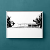 FredericForest_Grammatical_Neutral_MinimalDrawingArt_50x70cm_FarnsworthHouse2_MiesVanDerRohe_Scene1