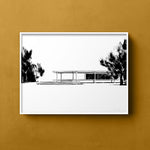 FredericForest_Grammatical_Neutral_MinimalDrawingArt_50x70cm_FarnsworthHouse2_MiesVanDerRohe_Scene2