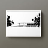FredericForest_Grammatical_Neutral_MinimalDrawingArt_50x70cm_FarnsworthHouse2_MiesVanDerRohe_Scene3