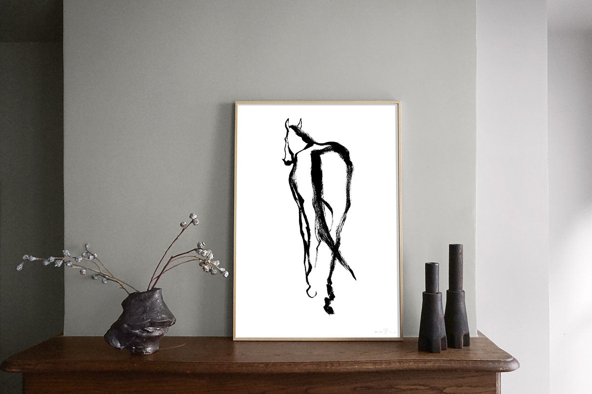FredericForest_Grammatical_Neutral_MinimalDrawingArt_50x70cm_Horse2_Scene3