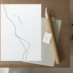 FredericForest_Grammatical_Neutral_MinimalDrawingArt_50x70cm_WomanLaying2_Package