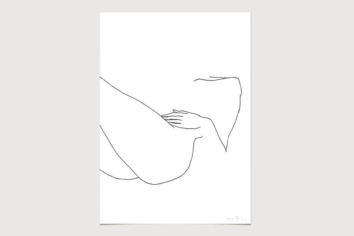 FredericForest_Grammatical_Neutral_MinimalDrawingArt_50x70cm_WomanResting2