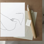 FredericForest_Grammatical_Neutral_MinimalDrawingArt_50x70cm_WomanResting2_Package