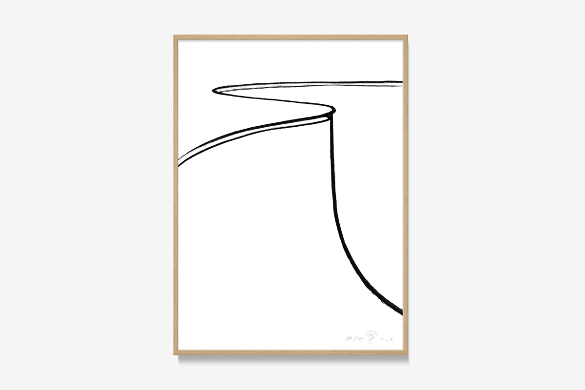 FredericForest_Grammatical_Print_MinimalDrawingArt_30x40cm_Skateboarding2_Framed_Natural
