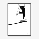 FredericForest_Grammatical_Print_MinimalDrawingArt_30x40cm_Skateboarding3_Framed_Black