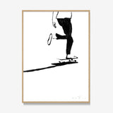 FredericForest_Grammatical_Print_MinimalDrawingArt_30x40cm_Skateboarding3_Framed_Natural