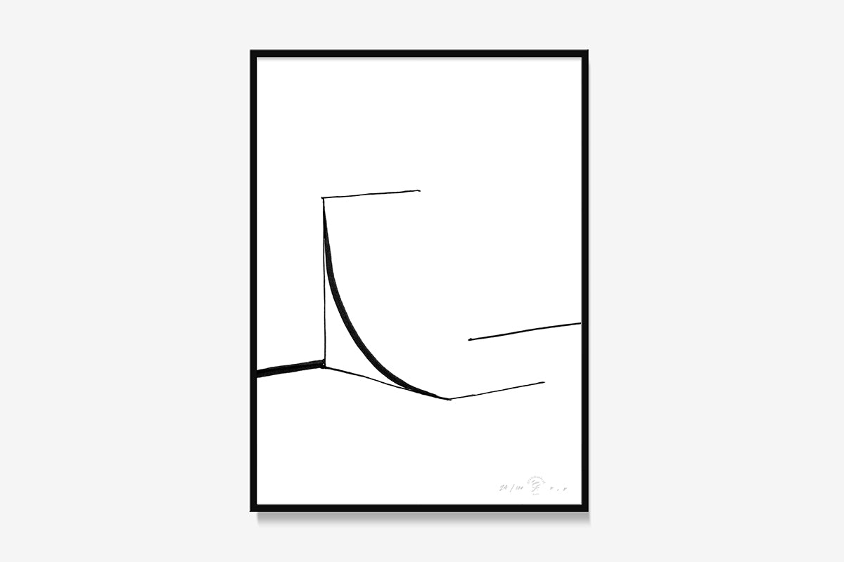 FredericForest_Grammatical_Print_MinimalDrawingArt_30x40cm_Skateboarding4_Framed_Black
