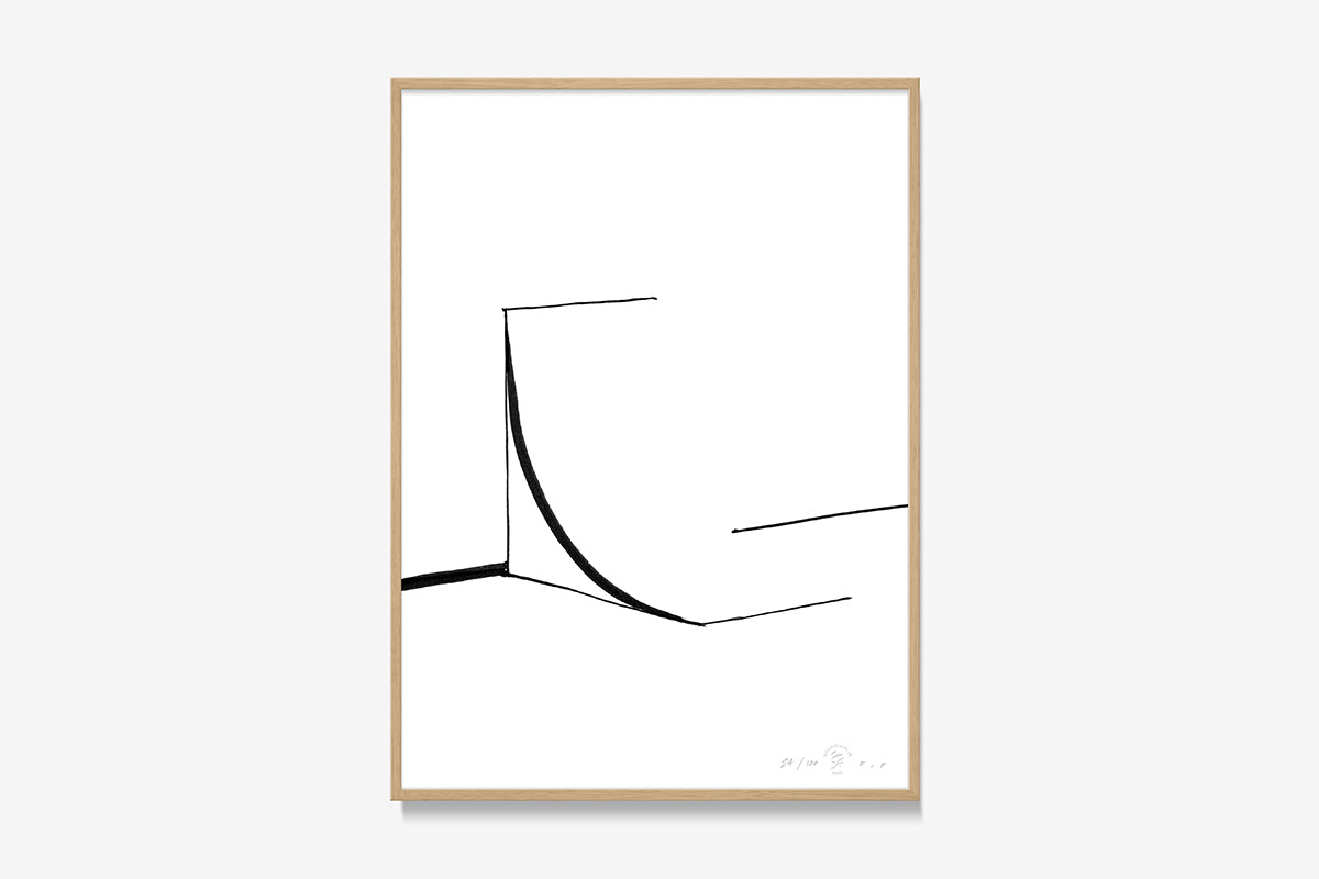 FredericForest_Grammatical_Print_MinimalDrawingArt_30x40cm_Skateboarding4_Framed_Natural