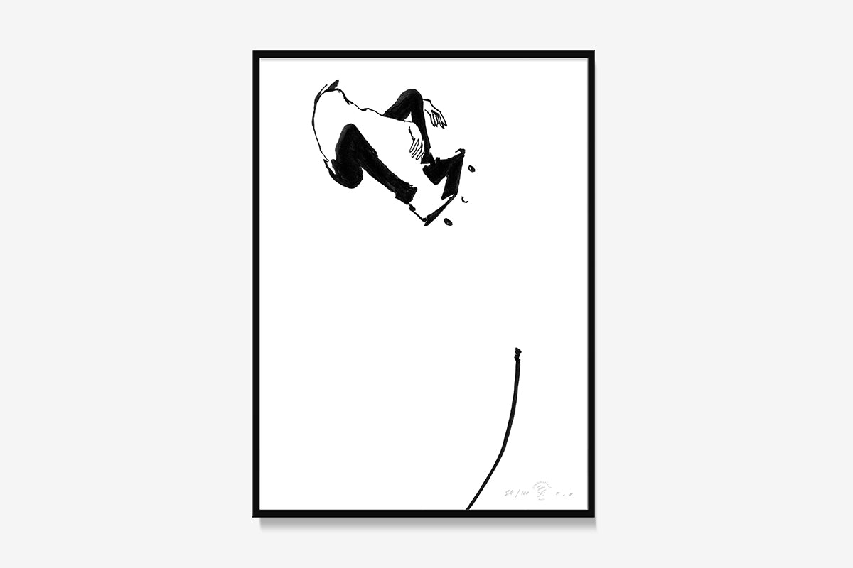 FredericForest_Grammatical_Print_MinimalDrawingArt_30x40cm_Skateboarding6_Framed_Black