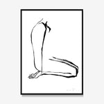 FredericForest_Grammatical_Print_MinimalDrawingArt_30x40cm_WomanWaitingToDance_Framed_Black