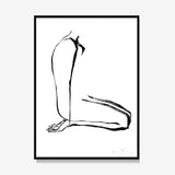 FredericForest_Grammatical_Print_MinimalDrawingArt_30x40cm_WomanWaitingToDance_Framed_Black