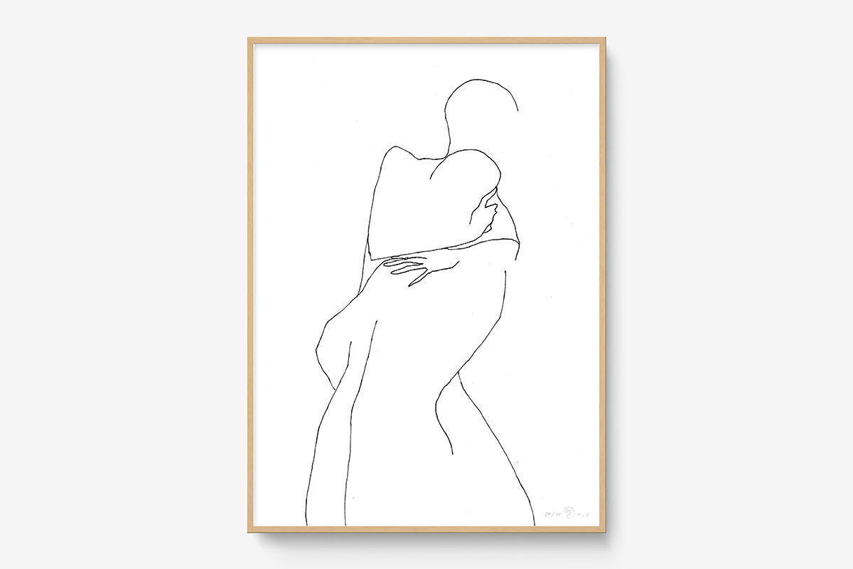 FredericForest_Grammatical_Print_MinimalDrawingArt_50x70cm_Amour_Framed_Natural