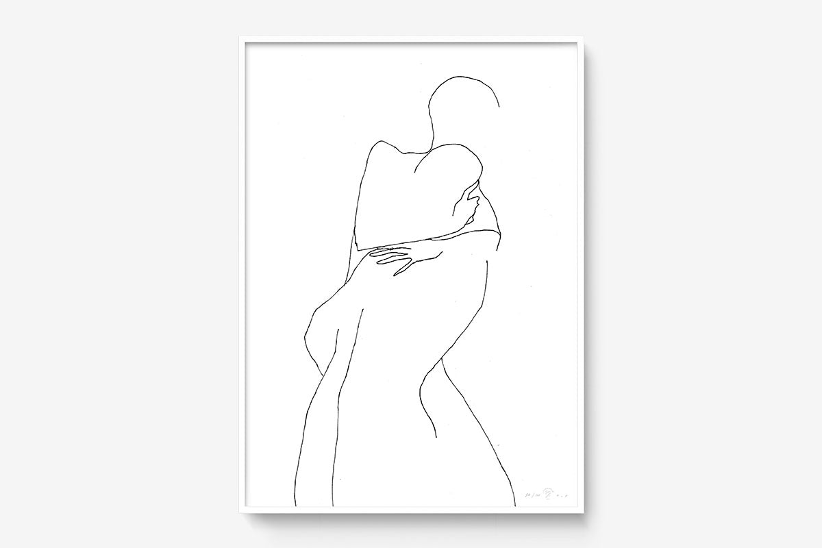FredericForest_Grammatical_Print_MinimalDrawingArt_50x70cm_Amour_Framed_White