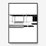 FredericForest_Grammatical_Print_MinimalDrawingArt_50x70cm_FarnsworthHouse1_Framed_Black