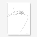 FredericForest_Grammatical_Print_MinimalDrawingArt_50x70cm_HandsOnTheNeck_Framed_White