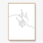FredericForest_Grammatical_Print_MinimalDrawingArt_50x70cm_HandsTogether3_Framed_Natural