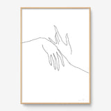 FredericForest_Grammatical_Print_MinimalDrawingArt_50x70cm_HandsTogether3_Framed_Natural