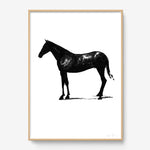 FredericForest_Grammatical_Print_MinimalDrawingArt_50x70cm_Horse10_Framed_Natural