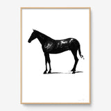 FredericForest_Grammatical_Print_MinimalDrawingArt_50x70cm_Horse10_Framed_Natural