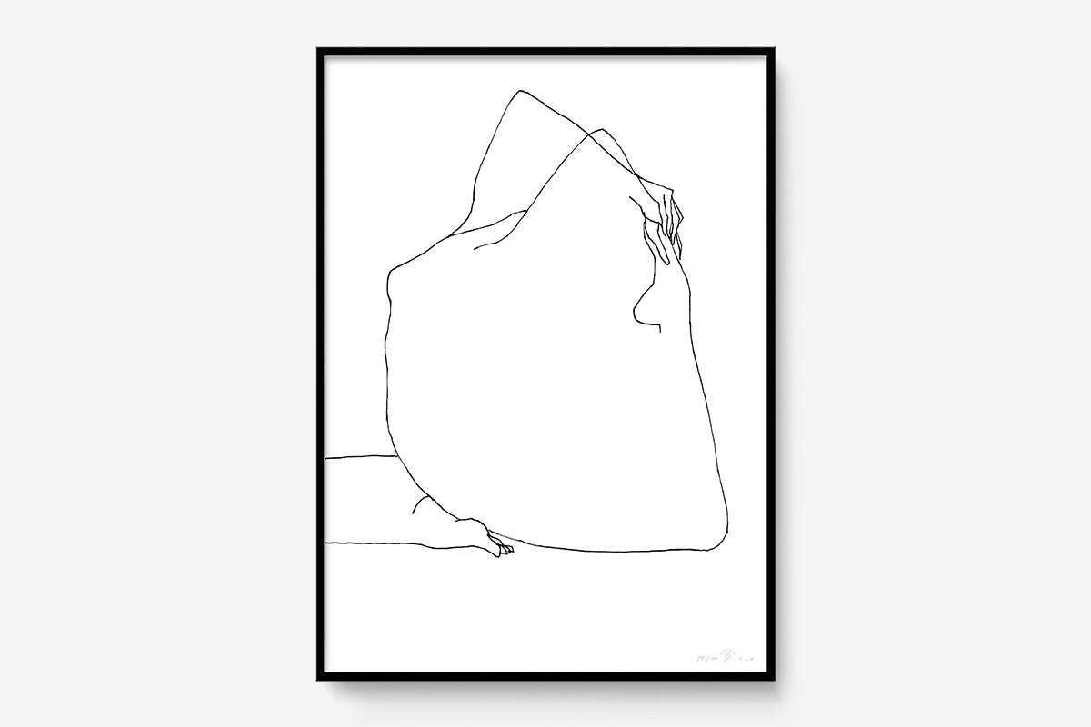 FredericForest_Grammatical_Print_MinimalDrawingArt_50x70cm_Stretching1_Framed_Black