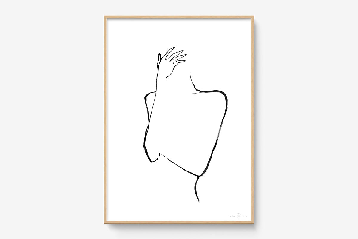 FredericForest_Grammatical_Print_MinimalDrawingArt_50x70cm_Thinking1_Framed_Natural