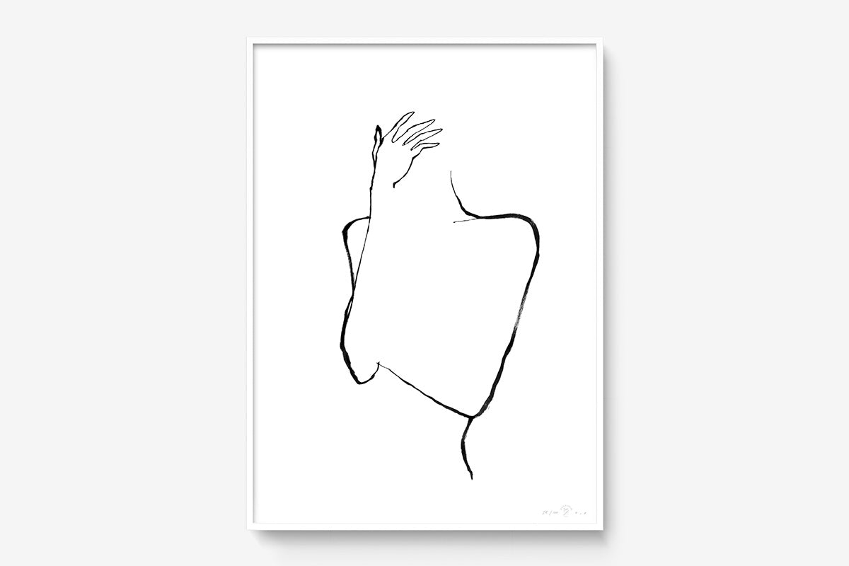 FredericForest_Grammatical_Print_MinimalDrawingArt_50x70cm_Thinking1_Framed_White
