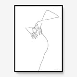 FredericForest_Grammatical_Print_MinimalDrawingArt_50x70cm_WomanDancing1_Framed_Black