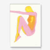 FredericForest_Grammatical_Print_MinimalDrawingArt_50x70cm_WomanEnjoyingTheSun_Framed_White