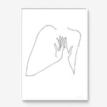 FredericForest_Grammatical_Print_MinimalDrawingArt_50x70cm_WomanHands2_Framed_White