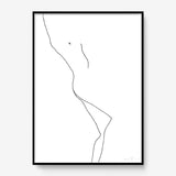 FredericForest_Grammatical_Print_MinimalDrawingArt_50x70cm_WomanLaying2_Framed_Black