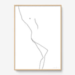 FredericForest_Grammatical_Print_MinimalDrawingArt_50x70cm_WomanLaying2_Framed_Natural