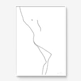 FredericForest_Grammatical_Print_MinimalDrawingArt_50x70cm_WomanLaying2_Framed_White