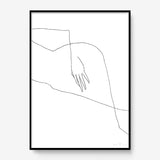 FredericForest_Grammatical_Print_MinimalDrawingArt_50x70cm_WomanLaying3_Framed_Black
