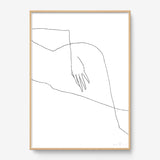 FredericForest_Grammatical_Print_MinimalDrawingArt_50x70cm_WomanLaying3_Framed_Natural