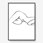 FredericForest_Grammatical_Print_MinimalDrawingArt_50x70cm_WomanResting04_Framed_Black