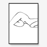 FredericForest_Grammatical_Print_MinimalDrawingArt_50x70cm_WomanResting04_Framed_Black