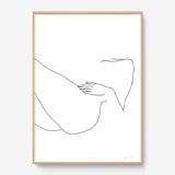 FredericForest_Grammatical_Print_MinimalDrawingArt_50x70cm_WomanResting2_Framed_Natural