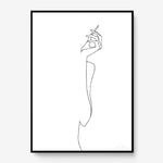 FredericForest_Grammatical_Print_MinimalDrawingArt_50x70cm_WomanSmoking_Framed_Black