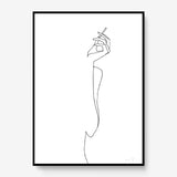 FredericForest_Grammatical_Print_MinimalDrawingArt_50x70cm_WomanSmoking_Framed_Black