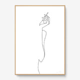 FredericForest_Grammatical_Print_MinimalDrawingArt_50x70cm_WomanSmoking_Framed_Natural