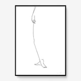 FredericForest_Grammatical_Print_MinimalDrawingArt_50x70cm_WomanStanding2_Framed_Black